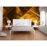 non-woven tapet BrokenLeaf palmetræer jungle fototapet Designwalls i orange og gul  