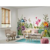 non-woven tapet Motley Flowers sommerfugl natur fototapet Designwalls i farverig og hvid  