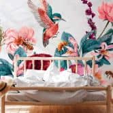 Nature Flying Colibri tapet i grå rød - nonwoven tapet Designwalls 2 - 2,55 x 3,5 m 