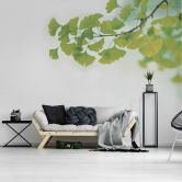 Fototapete Betonoptik Ginkgo1 in grau grün - Vliestapete Designwalls 2 - 2,55 x 3,5 m 