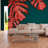 Fototapete Palmen RedPalm in grün rot - Vliestapete Designwalls 2 - 2,55 x 3,5 m 