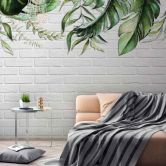 WatercolorLea2 planten behang in grijs groen - vliesbehang Designwalls 2 - 2,55 x 3,5 m 