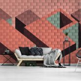 Fototapete Geometrisch GraphicTiles1 rosa taupe - Vliestapete Designwalls 2 - 2,55 x 3,5 m 
