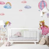 Fototapete Kinderzimmer UnicorPrincess weiß rosa - Vliestapete Designwalls 2 - 2,55 x 3,5 m 