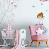 Fototapete Kinderzimmer PrincessCastle weiß rosa - Vliestapete Designwalls 2 - 2,55 x 3,5 m 