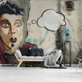 Fototapete Fantasy StreetArtWoman in grau beige - Vliestapete Designwalls 2 - 2,55 x 3,5 m 