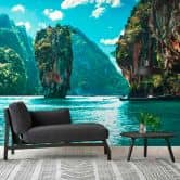 Fototapete Berge ThailandIsland in türkis grün - Vliestapete Designwalls 2 - 2,55 x 3,5 m 