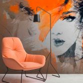 Fototapete Kunst ArtisticFace in beige schwarz - Vliestapete Designwalls 2 - 2,55 x 3,5 m 