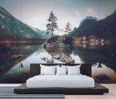 Fototapete Berge Hintersee in türkis braun - Vliestapete Designwalls 2 - 2,55 x 3,5 m 