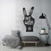 Papier peint street art 'Make Love Not War' - papier peint noir et blanc - papier peint intissé moderne 