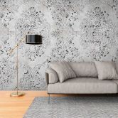 Papier peint baroque gris argenté - papier peint intissé design ornemental - papier peint élégant 