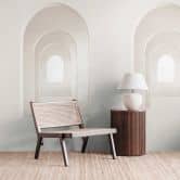 Papier peint photo architectural en blanc beige - papier peint intissé 3D optique - design moderne 