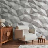 Papier peint photo 3D aspect béton gris - papier peint intissé moderne - papier peint design pour chambre à coucher 