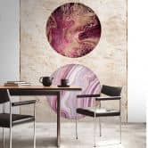 Fototapete mit Marmor- und Kreismotiv - Vliestapete Pink Gold - Moderne Wohnzimmer Tapete 