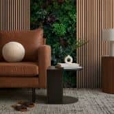 Papier peint photo avec plantes et panneaux de bois - papier peint intissé design naturel - papier peint salon 