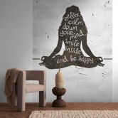 Papier peint photo silhouette de yoga avec slogan - papier peint intissé méditation - design mural contemporain 
