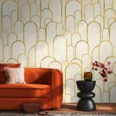 Art deco photo wallpaper with gold elements - non-woven wallpaper, vintage design - living room wallpaper 