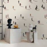 Papier peint photo Urban gens beige multicolore - papier peint intissé moderne pour salon & bureau 