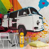 Livingwalls Tapete Bulli Metropolitan Stories THE WALL Vliestapete bunt, grau, beige 
