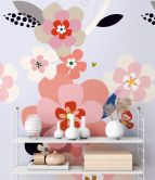 Fototapete Blumen bunt rosa - Vliestapete Floral Livingwalls - matt und glatt 