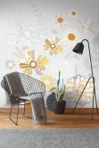 Fototapete Blumen grau gelb - Vliestapete Floral Livingwalls - matt und glatt 