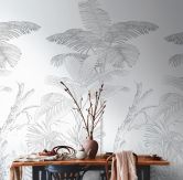 Fototapete Dschungel schwarz weiß - Vliestapete Botanisch Livingwalls - matt und glatt 