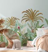 Dschungeltapete blau grün - Vliestapete Botanisch Livingwalls - matt und glatt 