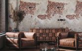 Fototapete Steinwand beige rot - Vliestapete Industrial Livingwalls - matt und glatt 