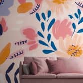 Fototapete Blumen Modern Rosa Bunt 3,75 x 2,50 m - Mustertapete Vlies floral 