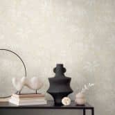 Botanical wallpaper beige light blue - floral pattern wallpaper discreet - non-woven wallpaper 