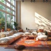 Geometrische Tapete mit Leinenstruktur Weiß Creme – Vliestapete modern  