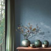 Single wallpaper with plaster look dove blue - non-woven wallpaper matt - textured peel and stick wallpaper  