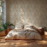 Palmblatt-Tapete Beige Sand – Tropisches Blättermotiv auf Vliestapete 