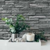Self-adhesive wallpaper and furniture film - Stone wall - stone look - grey - roll 840x53 cm  