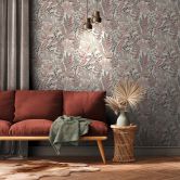 Jungle Papier peint intissé Plantes Rose Blanc Papier peint moderne Feuilles 