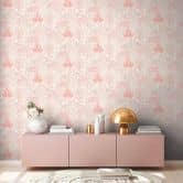 Tapete mit Blumen im Retro-Stil Weiß Beige - Florale Vliestapete mit Blättern 