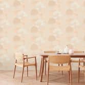 Vliestapete mit Wald-Muster Beige Creme - Tapete mit Akzenten in Orange 