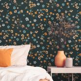 Blumentapete Schwarz Gelb - Naturtapete Designer - Vliestapete Floral 