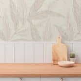 Pflanzen-Tapete Beige Creme Grau – Vliestapete mit feinem Blattmuster matt 