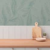 Plant wallpaper green gray - non-woven wallpaper with fine matt leaf pattern 