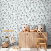 Koala-Tapete Hellblau Grau - Kindertapete mit Koalas und Ästen 