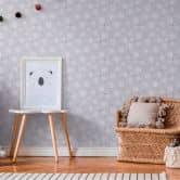 Patroonbehang grijs roze wit - Vliesbehang modern speels  