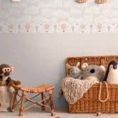 Wolken-Tapete Beige Weiß - Kinderzimmer Tapete mit Wolkenmotiv  