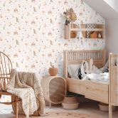 Zirkus-Tapete Hellbeige Bunt - Kinderzimmer Vliestapete mit Zirkustieren & Artistik 