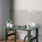 Border bosdieren in beige roze - dierenmotief rand met beer & hert  