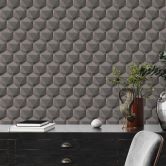 3D Wohnzimmer Tapete Grau Anthrazit - Moderne Design Vliestapete 