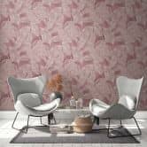 tapet blomster - ikke-vævet tapet blade bæredygtig af A.S. Création lilla beige natur 386634 