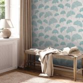 Blättertapete Mint Grau - Florale Vliestapete - Tapete Wohnzimmer Schlafzimmer Küche 