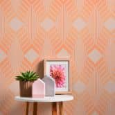 Retro wallpaper orange beige - vintage non-woven wallpaper abstract - Patterned Wallpaper textured peel and stick wallpaper 