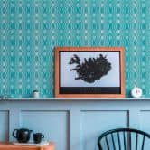 Geometrische Vliestapete Creme Blau - Grafik-Tapete im Retro-Stil - Vintage Mustertapete  